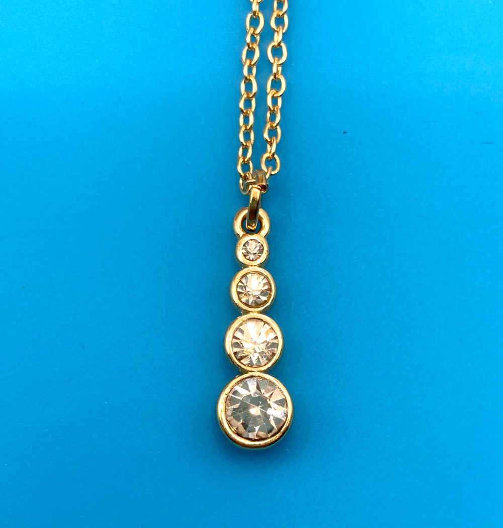 Graduated Four-Stone Gold Overlay 18" Necklace Made with SWAROVSKI Elements